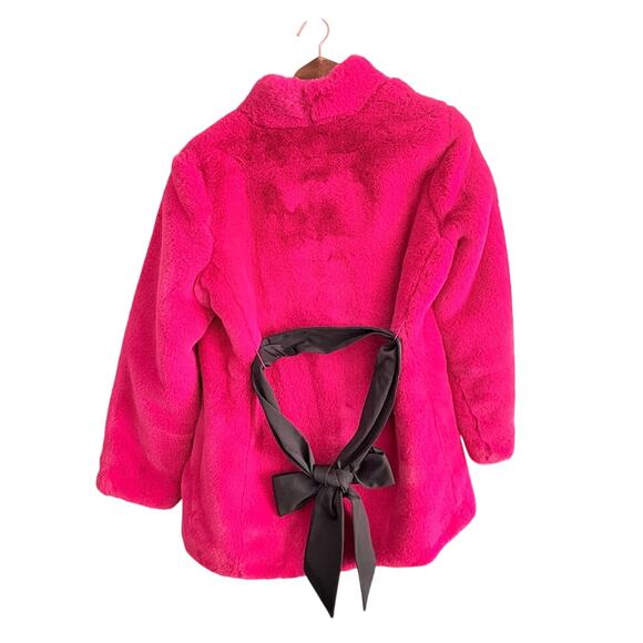 Kate Spade Fuchsia Faux Fur Bow Belted Coat | Burning Man Festival Jacket - Picture 10 of 10